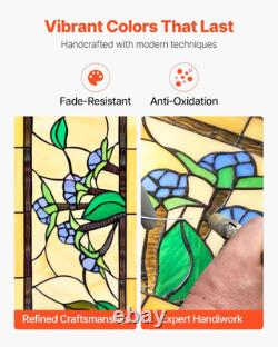 35.2x13.1 Tiffany Style Stained Glass Window Panel Hanging Transom