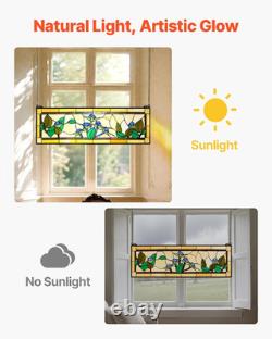 35.2x13.1 Tiffany Style Stained Glass Window Panel Hanging Transom