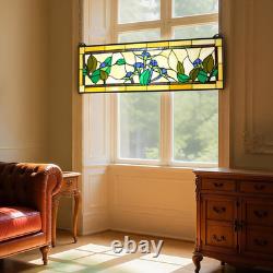 35.2x13.1 Tiffany Style Stained Glass Window Panel Hanging Transom