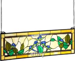 35.2x13.1 Tiffany Style Stained Glass Window Panel Hanging Transom