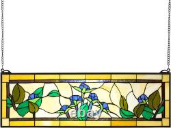 35.2x13.1 Tiffany Style Stained Glass Window Panel Hanging Transom