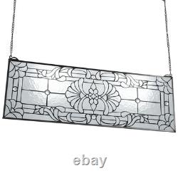 35.2x13 Tiffany Style Stained Glass Window Panel Hanging Transom
