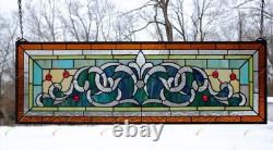 35.5 x 11.75 Handcrafted Tiffany Style Stained Glass Window Panel HF138