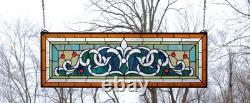 35.5 x 11.75 Handcrafted Tiffany Style Stained Glass Window Panel HF138