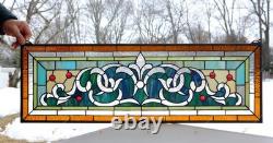 35.5 x 11.75 Handcrafted Tiffany Style Stained Glass Window Panel HF138