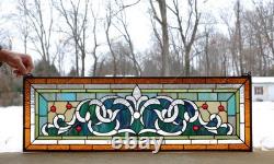 35.5 x 11.75 Handcrafted Tiffany Style Stained Glass Window Panel HF138