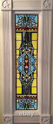 35 European Manor Stained Glass Tiffany Style Window Panel With Chain