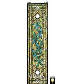 35 Floral Serenity Tiffany Style Stained Glass Window Panel