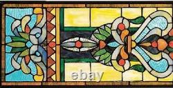 35 H x 9 W Manor Hall's Tiffany-Style Stained Glass Window Panel