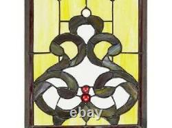 36.5 H x 9 W Victorian Art in Bloom Tiffany-Style Stained Glass Window Panel