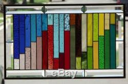 36 PRETTY COLORS Beveled Stained Glass Window Panel 21 1/2 x 13 1/2