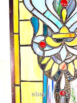 36 Tiffany Style Handcrafted Victorian Stained Glass Fleur De Lis Window Panel