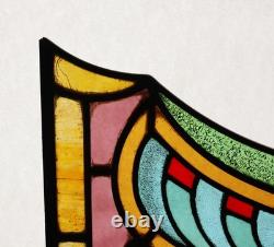 36 Wide Antique Belgian Art Deco Stained Glass Panel of Bruges withCopper Frame