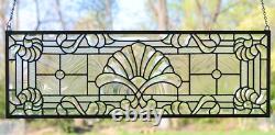 36 x 12 Handcrafted All Clear Stained Glass Window panel Beveled glass panel