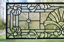 36 x 12 Handcrafted All Clear Stained Glass Window panel Beveled glass panel