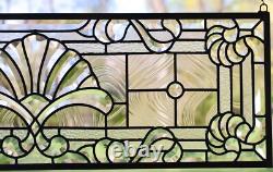 36 x 12 Handcrafted All Clear Stained Glass Window panel Beveled glass panel