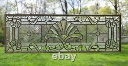 36 x 12 Handcrafted All Clear Stained Glass Window panel Beveled glass panel