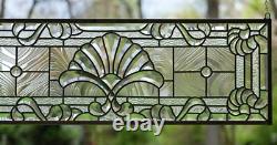 36 x 12 Handcrafted All Clear Stained Glass Window panel Beveled glass panel