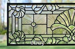 36 x 12 Stunning Handcrafted All Clear stained glass Beveled window panel