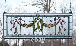 36 x 14 Handcrafted Stained Glass Panel Hanging Window Panel HF45