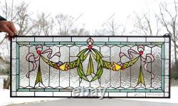 36 x 14 Handcrafted Stained Glass Panel Hanging Window Panel HF45