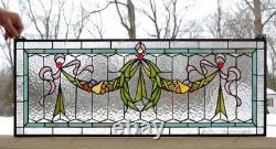 36 x 14 Handcrafted Stained Glass Panel Hanging Window Panel HF45