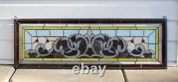 36W x 12H Handcrafted Jeweled beveled stained glass window panel