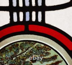 38 Tall Large Antique French Art Nouveau Stained/Leaded Glass Panel 4 Seasons