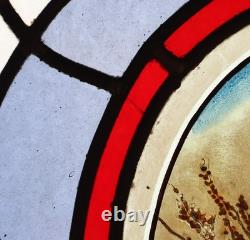 38 Tall Large Antique French Art Nouveau Stained/Leaded Glass Panel 4 Seasons