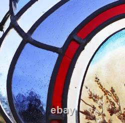 38 Tall Large Antique French Art Nouveau Stained/Leaded Glass Panel 4 Seasons 38 Tall Large Antique French Art Nouveau Stained/Leaded Glass Panel 4 Seasons