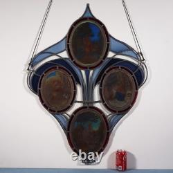 38 Tall Large Antique French Art Nouveau Stained/Leaded Glass Panel 4 Seasons