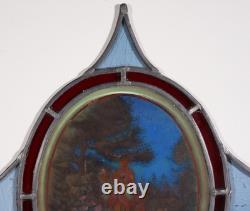 38 Tall Large Antique French Art Nouveau Stained/Leaded Glass Panel 4 Seasons