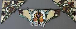 3pc Set Stained Glass Corner Window Panels 10 Wide Pair And Matching Ctr Panel