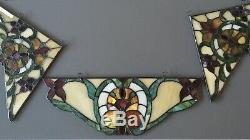 3pc Set Stained Glass Corner Window Panels 10 Wide Pair And Matching Ctr Panel