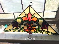 3pc Set Stained Glass Corner Window Panels 10 Wide Pair And Matching Ctr Panel