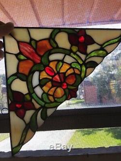 3pc Set Stained Glass Corner Window Panels 10 Wide Pair And Matching Ctr Panel