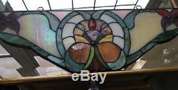 3pc Set Stained Glass Corner Window Panels 10 Wide Pair And Matching Ctr Panel