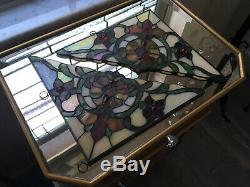 3pc Set Stained Glass Corner Window Panels 10 Wide Pair And Matching Ctr Panel