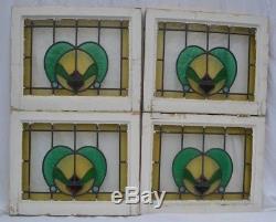 4 English leaded light stained glass window panels. R662. WORLDWIDE DELIVERY