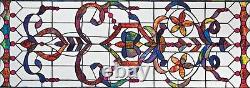 4 Foot European Antique Style Manor Estate Stained Glass Window Panel Authentic