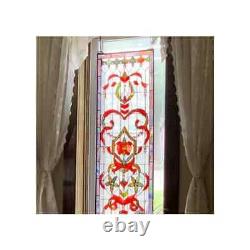4 Foot European Antique Style Manor Estate Stained Glass Window Panel Authentic