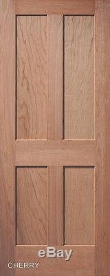 4 Panel Flat Mission / Shaker Stain Grade Cherry Solid Core Interior Wood Doors