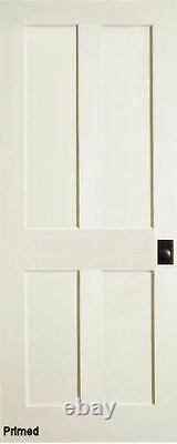 4 Panel Flat Traditional Primed MDF Mission Shaker Stile & Rail Solid Core Doors