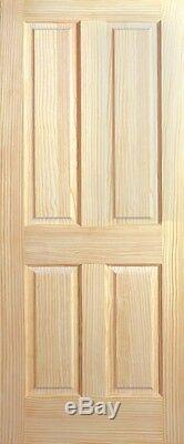 4 Panel Raised Clear Pine Stain Grade Solid Core Interior Wood Doors 6'8 Prehung