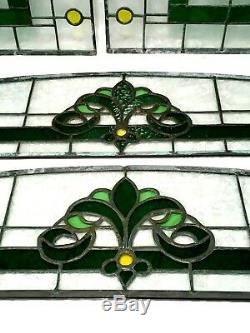 4 Victorian Stained Glass Window Panels Leaded Old Arts & Craft Chicago Bungalow