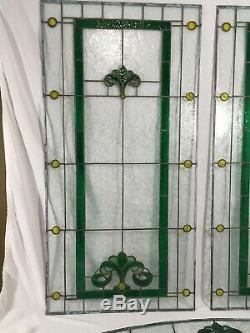 4 Victorian Stained Glass Window Panels Leaded Old Arts & Craft Chicago Bungalow