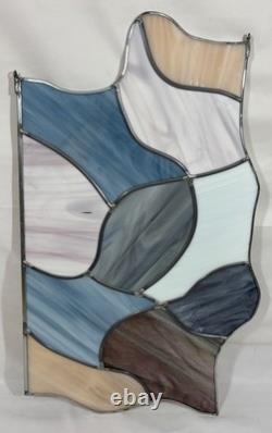 4 Vintage Leaded Stained Glass Hanging Window Panels Iridescent Mosaic Puzzle
