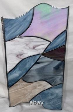 4 Vintage Leaded Stained Glass Hanging Window Panels Iridescent Mosaic Puzzle