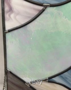 4 Vintage Leaded Stained Glass Hanging Window Panels Iridescent Mosaic Puzzle