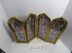 4-panel Stained Glass Decorative Screen By Valerie New In Box